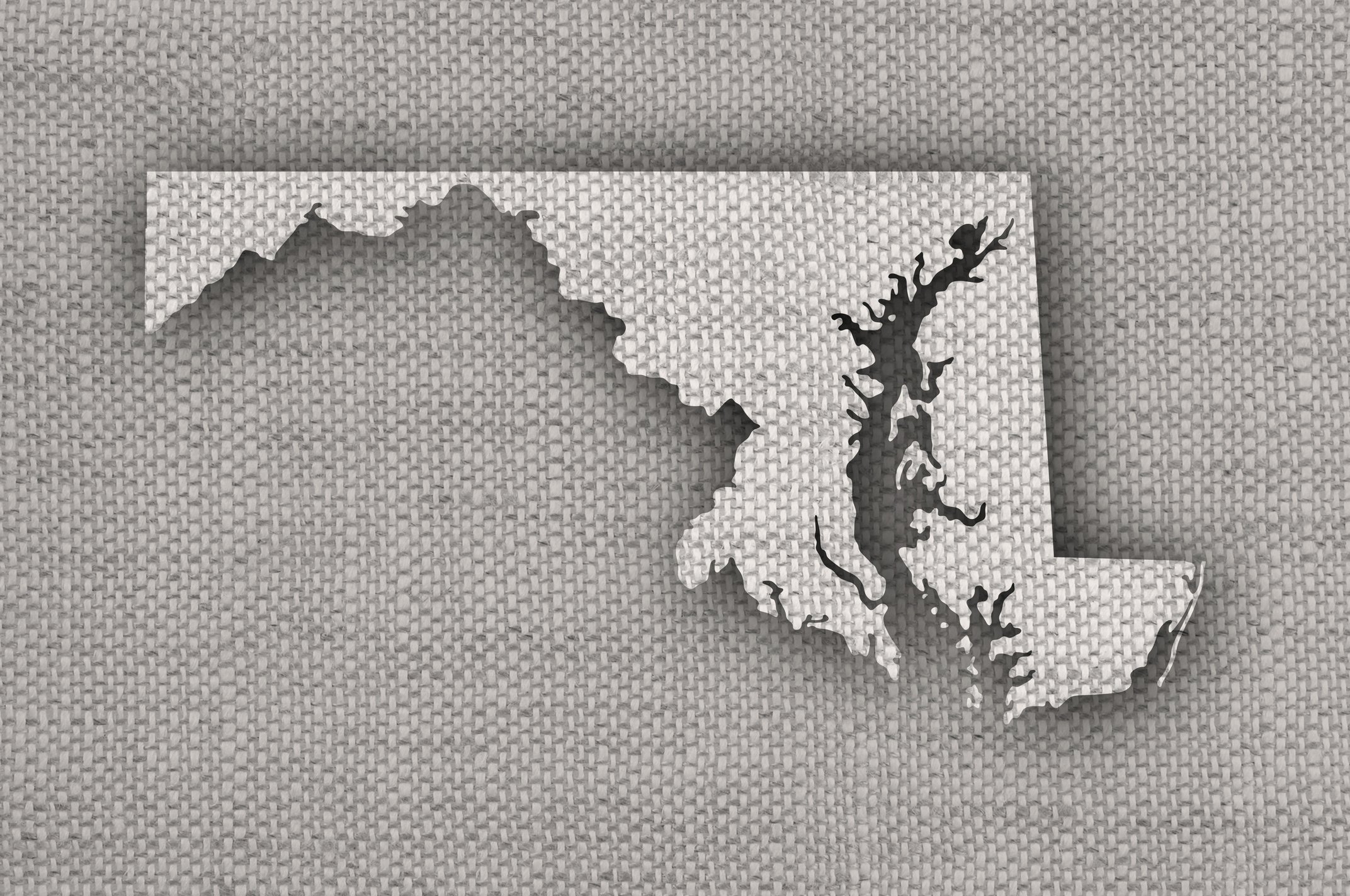 Map of Maryland on old linen